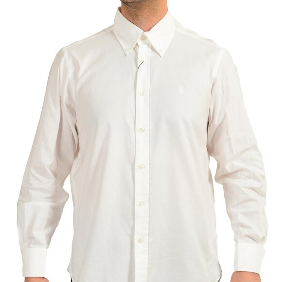 Scuderia Ferrari Men's White "Oxford" Logo Embroidery Casual Button Down Shirt - Picture 1 of 9